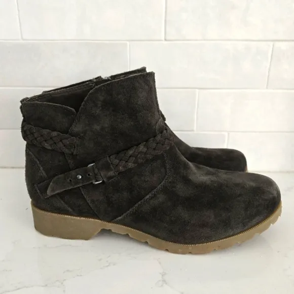 Teva De La Vina Gray Suede Ankle Boots Zip-Up Leather Delavina Size 8.5