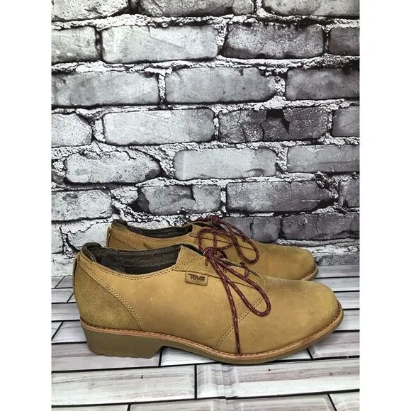 Teva De La Vina Dos Bison Brown Leather Lace Up Oxford Shoes Men 9.5M US/40.5EU