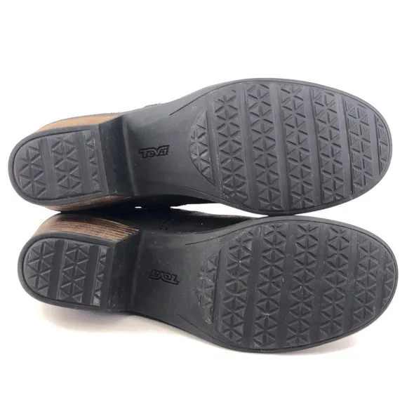 Teva Foxy Black Leather Ankle Boots 11