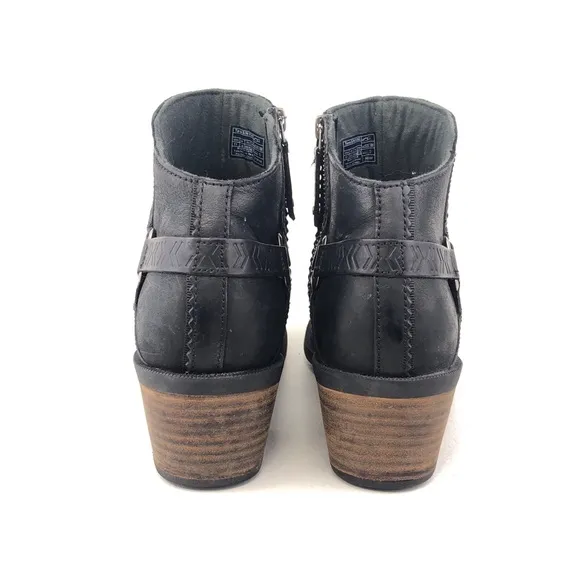 Teva Foxy Black Leather Ankle Boots 11