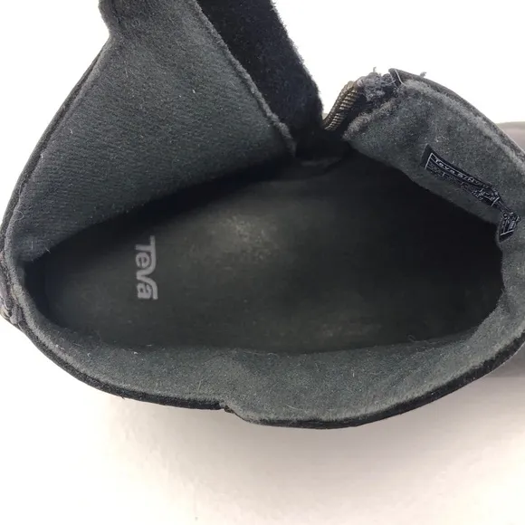 Teva Foxy Black Leather Ankle Boots 11