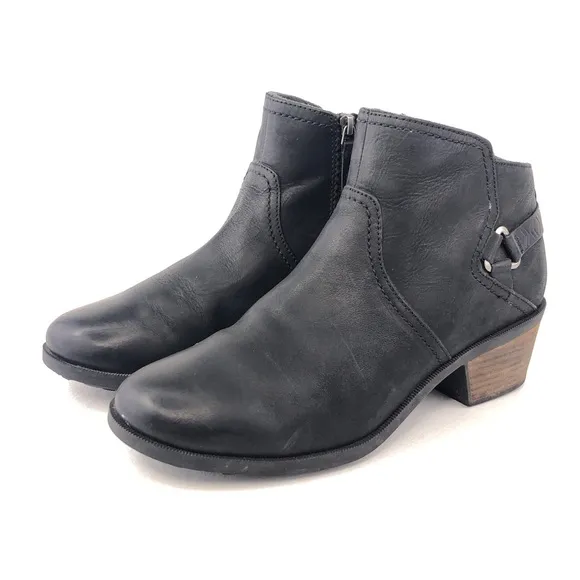 Teva Foxy Black Leather Ankle Boots 11