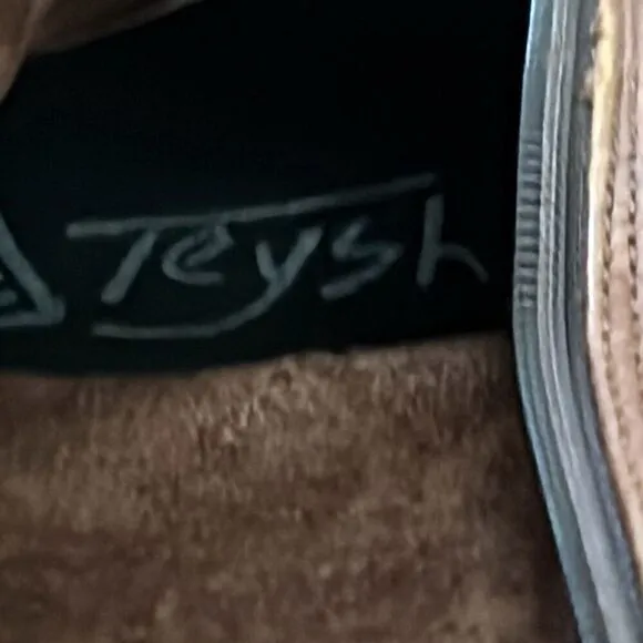 Teysha artisan rugged tan leather boots with embroidered fabric southwestern sty