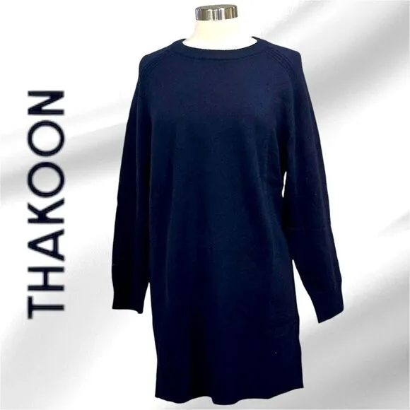 THAKOON Women’s Long Sleeve Sweater Dress in the Size X-LARGE in Midnight Blue