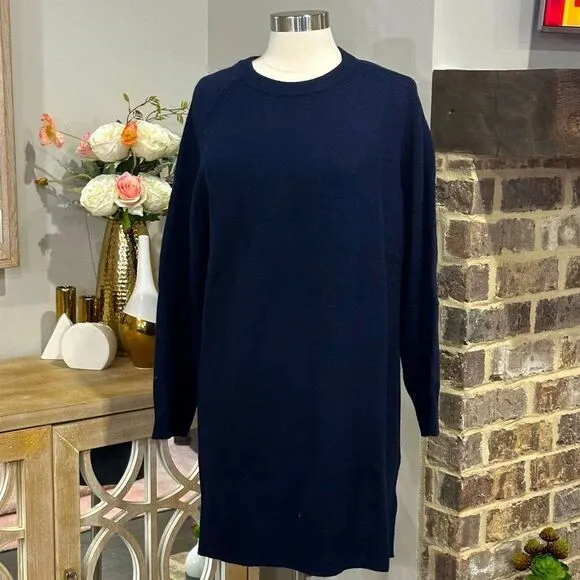 THAKOON Women’s Long Sleeve Sweater Dress in the Size X-LARGE in Midnight Blue