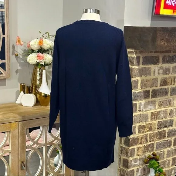 THAKOON Women’s Long Sleeve Sweater Dress in the Size X-LARGE in Midnight Blue