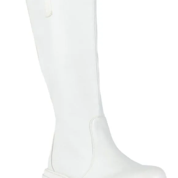 The Callie Lives Gone Girl Azalea Wanky Chunky Flat White Vegan Leather Boot 10