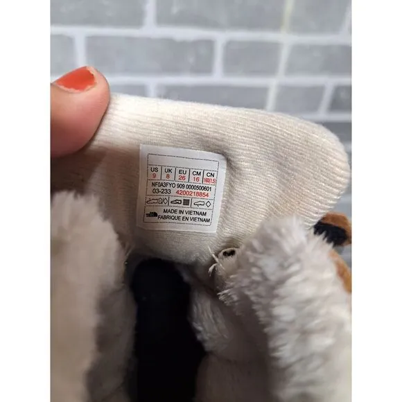 The North Face Kids Snow Boots Faux Fur Waterproof Grey Heatseeker‎ US 9 EU 26
