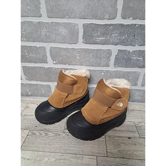 The North Face Kids Snow Boots Faux Fur Waterproof Grey Heatseeker‎ US 9 EU 26