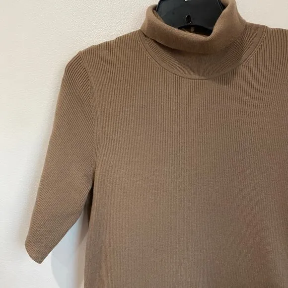 Theory Preppy Academia Tan Combo Dress in Bistretch Wool Twill Size Large