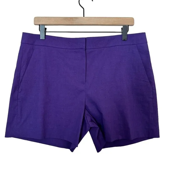 Theory Shorts Size 12 Linen Blend Lynie R Amethyst $215 Pockets Stretch Soft NEW