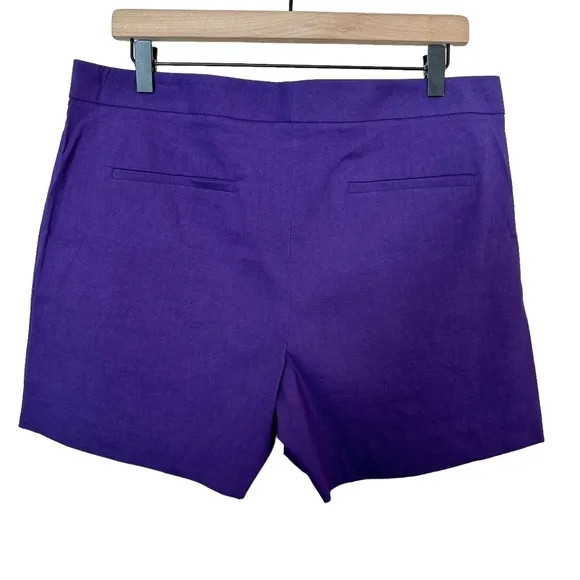 Theory Shorts Size 12 Linen Blend Lynie R Amethyst $215 Pockets Stretch Soft NEW