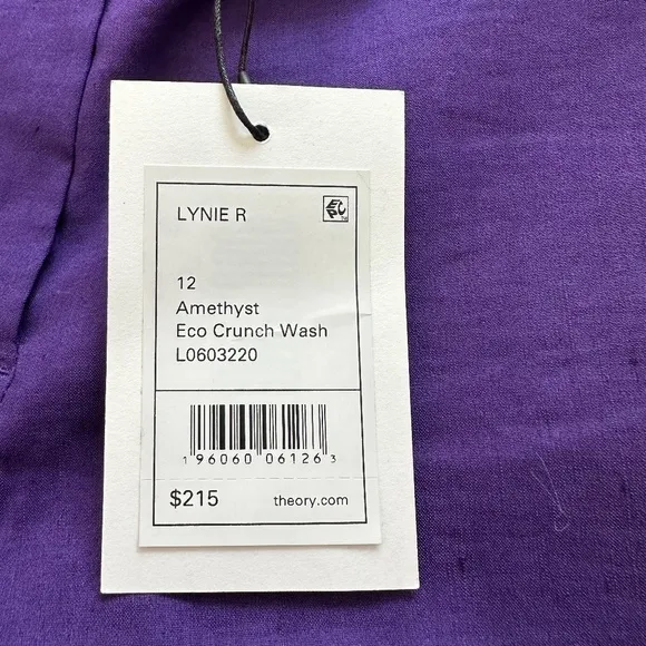 Theory Shorts Size 12 Linen Blend Lynie R Amethyst $215 Pockets Stretch Soft NEW