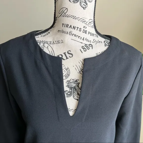 Theory Wool Blend Long Sleeve Shift Dress Black Sz 8
