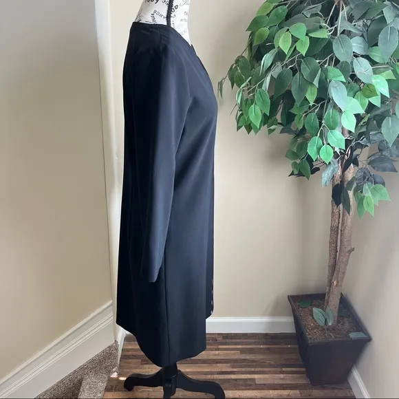 Theory Wool Blend Long Sleeve Shift Dress Black Sz 8