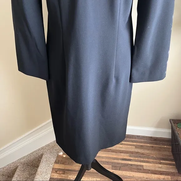 Theory Wool Blend Long Sleeve Shift Dress Black Sz 8
