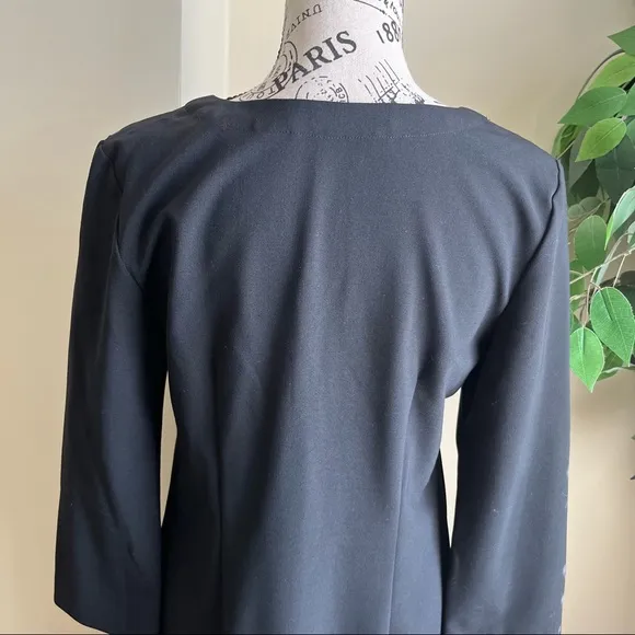 Theory Wool Blend Long Sleeve Shift Dress Black Sz 8