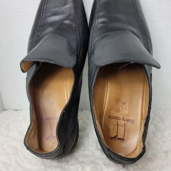 Thierry Rabotin Mens Slip On Loafer Shoes Size 13 Black Leather Comfort Shoes