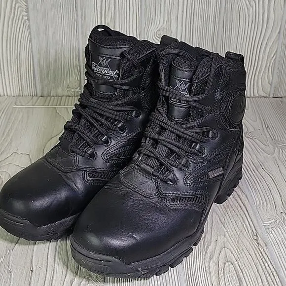 Thorogood 6 Inch Black Leather Waterproof Work Boots Mens Size 7W Womens 9W