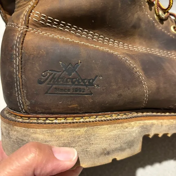 Thorogood Men's 6&quot; Leather Moc Steel Toe Work Boots Brown Size 11.5 D USA made