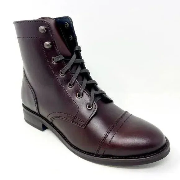 THURSDAY BOOT CAPTAIN Burgundy Leather Lace Combat BOOTS Women Sz 5 / 35 NEW