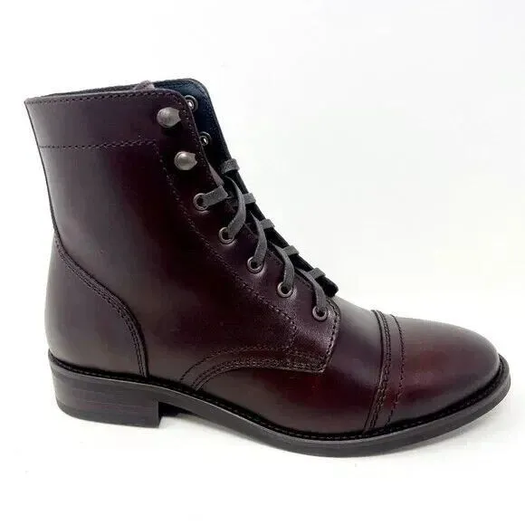 THURSDAY BOOT CAPTAIN Burgundy Leather Lace Combat BOOTS Women Sz 5 / 35 NEW