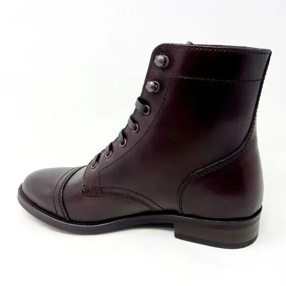 THURSDAY BOOT CAPTAIN Burgundy Leather Lace Combat BOOTS Women Sz 5 / 35 NEW