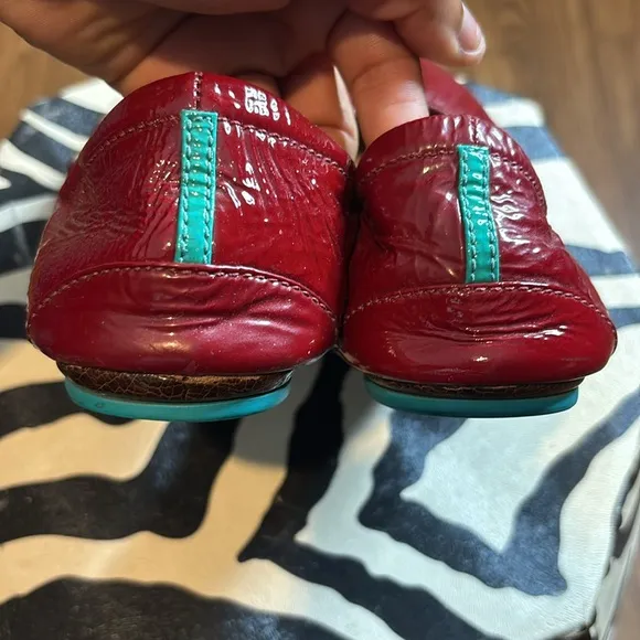 TIEKS Lanvin Burgundy Patent Leather Flat Shoes sz 9