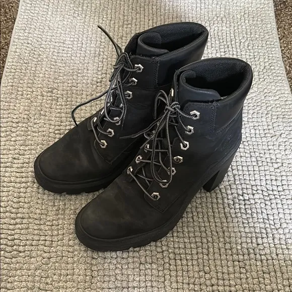 Timberland Black Heeled Combat Boots