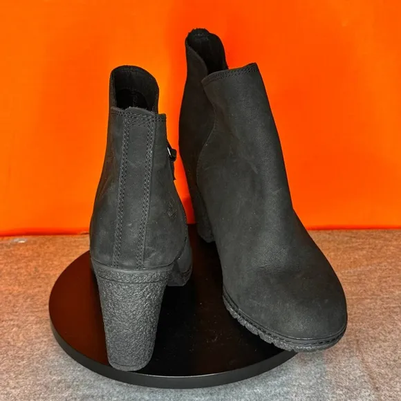 Timberland Black Size Zip Leather Suede Ankle Heel Bootie Size 7.5 EU 38.5