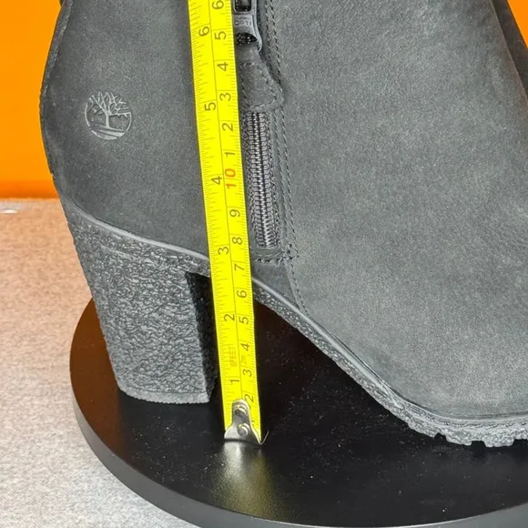 Timberland Black Size Zip Leather Suede Ankle Heel Bootie Size 7.5 EU 38.5
