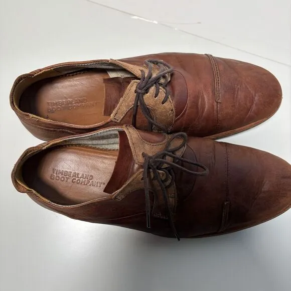 Timberland Boot Co Wodehouse Oxford Cognac Brown Leather Cap Toe Shoes Mens 10