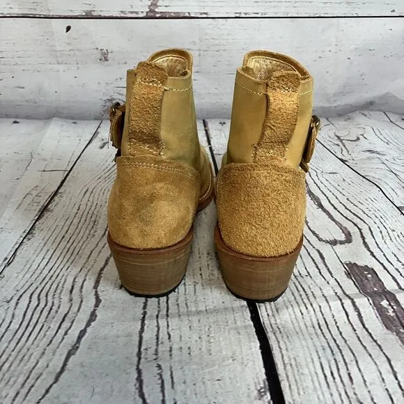 Timberland Boots Womens 10M Coulter Beige 8654A Leather Pull‎ On Made In USA