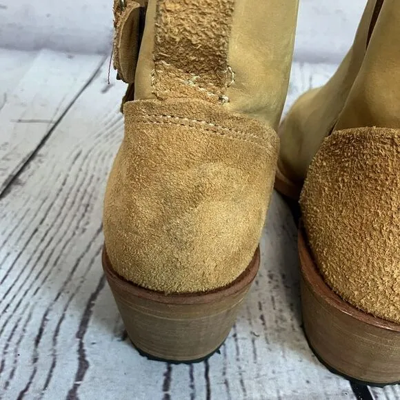 Timberland Boots Womens 10M Coulter Beige 8654A Leather Pull‎ On Made In USA