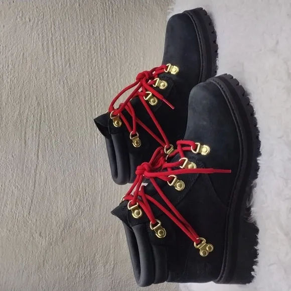 Timberland Heritage Rebotl Black Nubuck Leather D-Ring Lace Up 6&quot; Vibram Boot