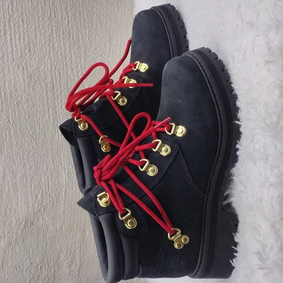 Timberland Heritage Rebotl Black Nubuck Leather D-Ring Lace Up 6&quot; Vibram Boot