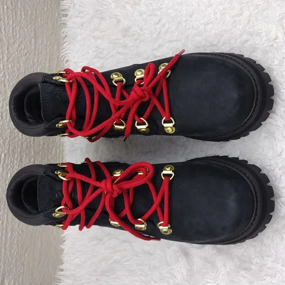 Timberland Heritage Rebotl Black Nubuck Leather D-Ring Lace Up 6&quot; Vibram Boot