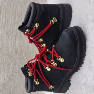 Timberland Heritage Rebotl Black Nubuck Leather D-Ring Lace Up 6&quot; Vibram Boot