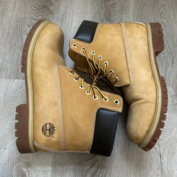 Timberland Mens 10 Wide Premium Waterproof 6&quot; Nubuck Work Boots Wheat TB 10061