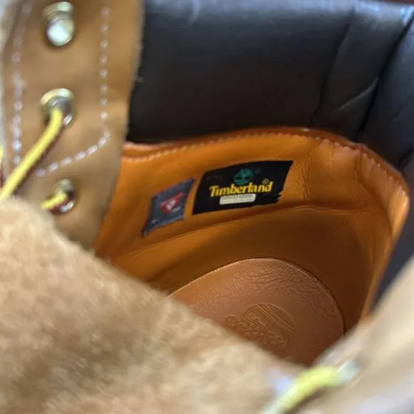 Timberland Mens 10 Wide Premium Waterproof 6&quot; Nubuck Work Boots Wheat TB 10061