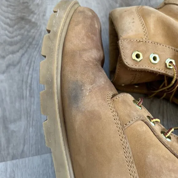 Timberland Mens 10.5 Premium 6&quot; Work Boots Tan Wheat Nubuck Waterproof Leather