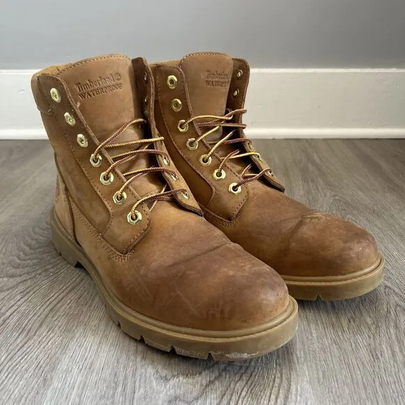 Timberland Mens 10.5 Premium 6&quot; Work Boots Tan Wheat Nubuck Waterproof Leather