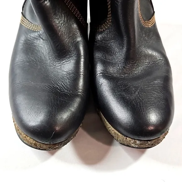 Timberland Monogram Tall Black Leather Womens Faux Fur Boots Size 9