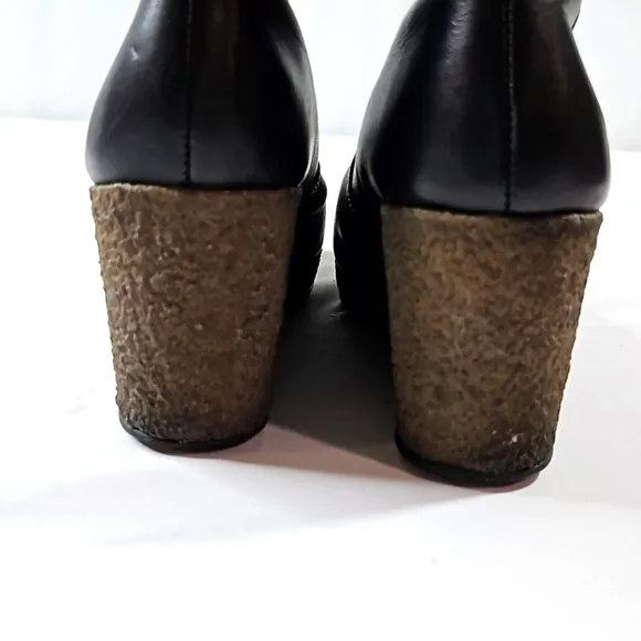 Timberland Monogram Tall Black Leather Womens Faux Fur Boots Size 9