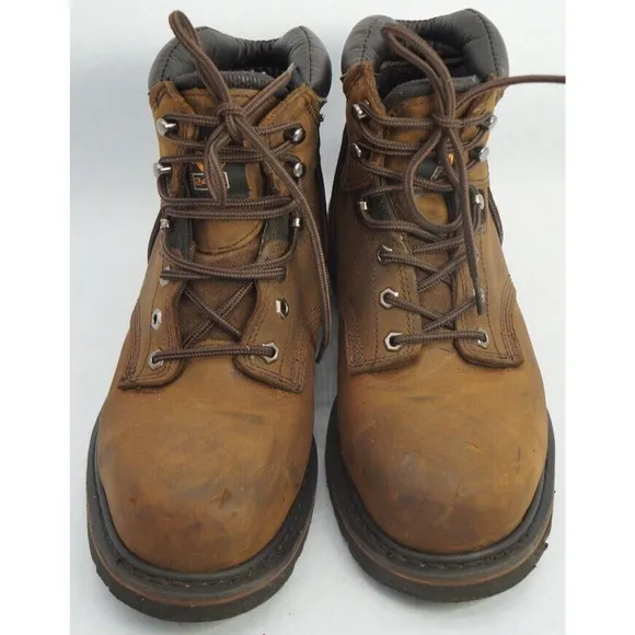 Timberland Pro 6&quot; Pit Boss Stell Toe Work Men Leather Brown Boots Size US 9.5 M