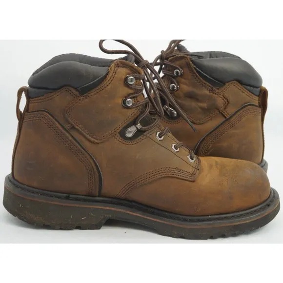 Timberland Pro 6&quot; Pit Boss Stell Toe Work Men Leather Brown Boots Size US 9.5 M