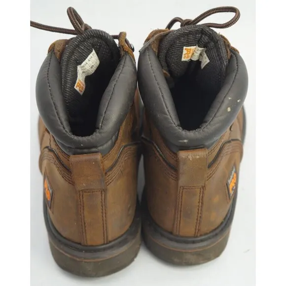 Timberland Pro 6&quot; Pit Boss Stell Toe Work Men Leather Brown Boots Size US 9.5 M