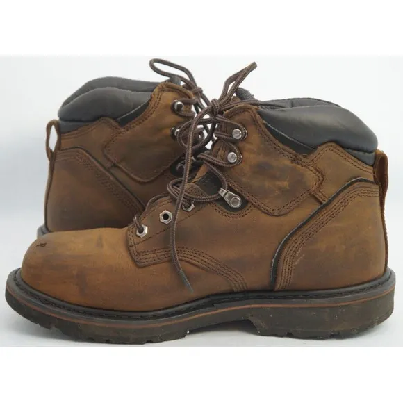 Timberland Pro 6&quot; Pit Boss Stell Toe Work Men Leather Brown Boots Size US 9.5 M