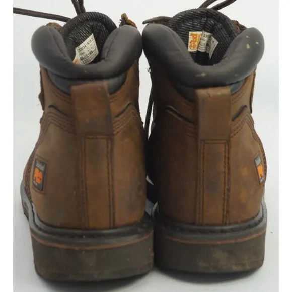 Timberland Pro 6&quot; Pit Boss Stell Toe Work Men Leather Brown Boots Size US 9.5 M