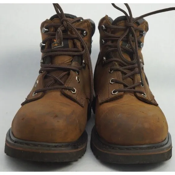 Timberland Pro 6&quot; Pit Boss Stell Toe Work Men Leather Brown Boots Size US 9.5 M